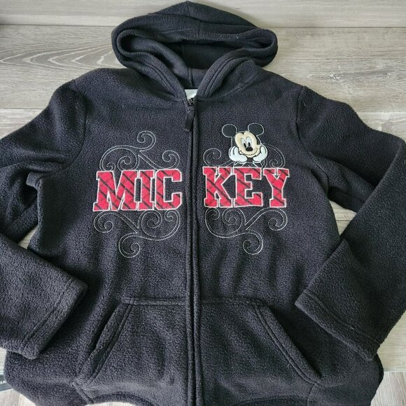Disney Sweatshirt Women XL Black Hoodie Mickey Mouse Graphic Full Zip Pocket NWT - Picture 1 of 14